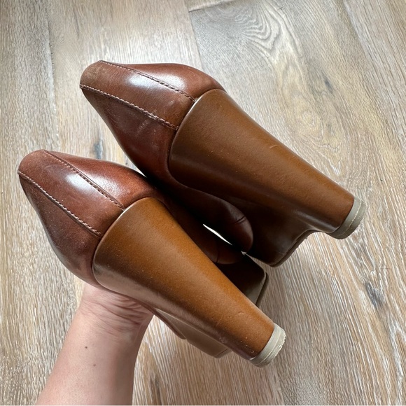 ALDO Cognac Brown Leather Platform Wedge Heel Shoes - Size 7.5 - Picture 8 of 10
